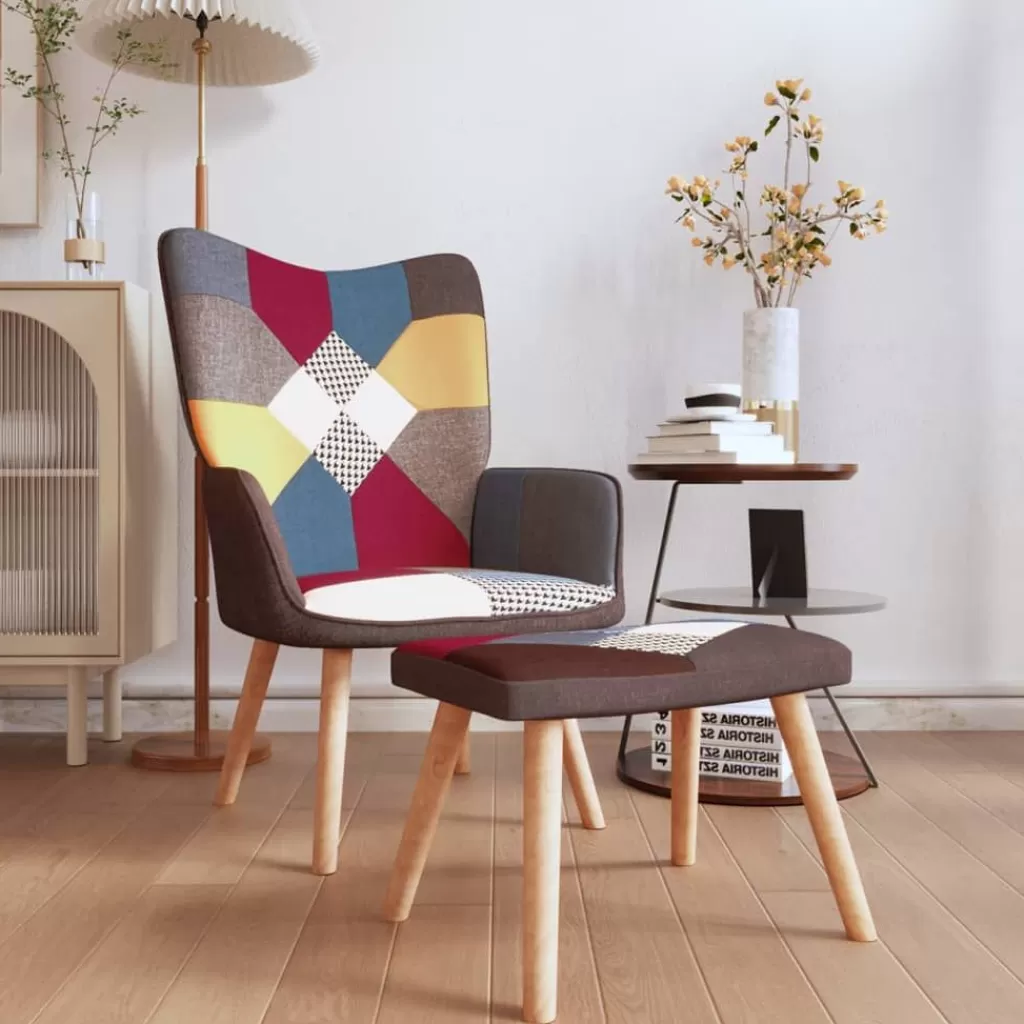 vidaXL Stoelen> Relaxstoel Met Voetenbank Patchwork Stof