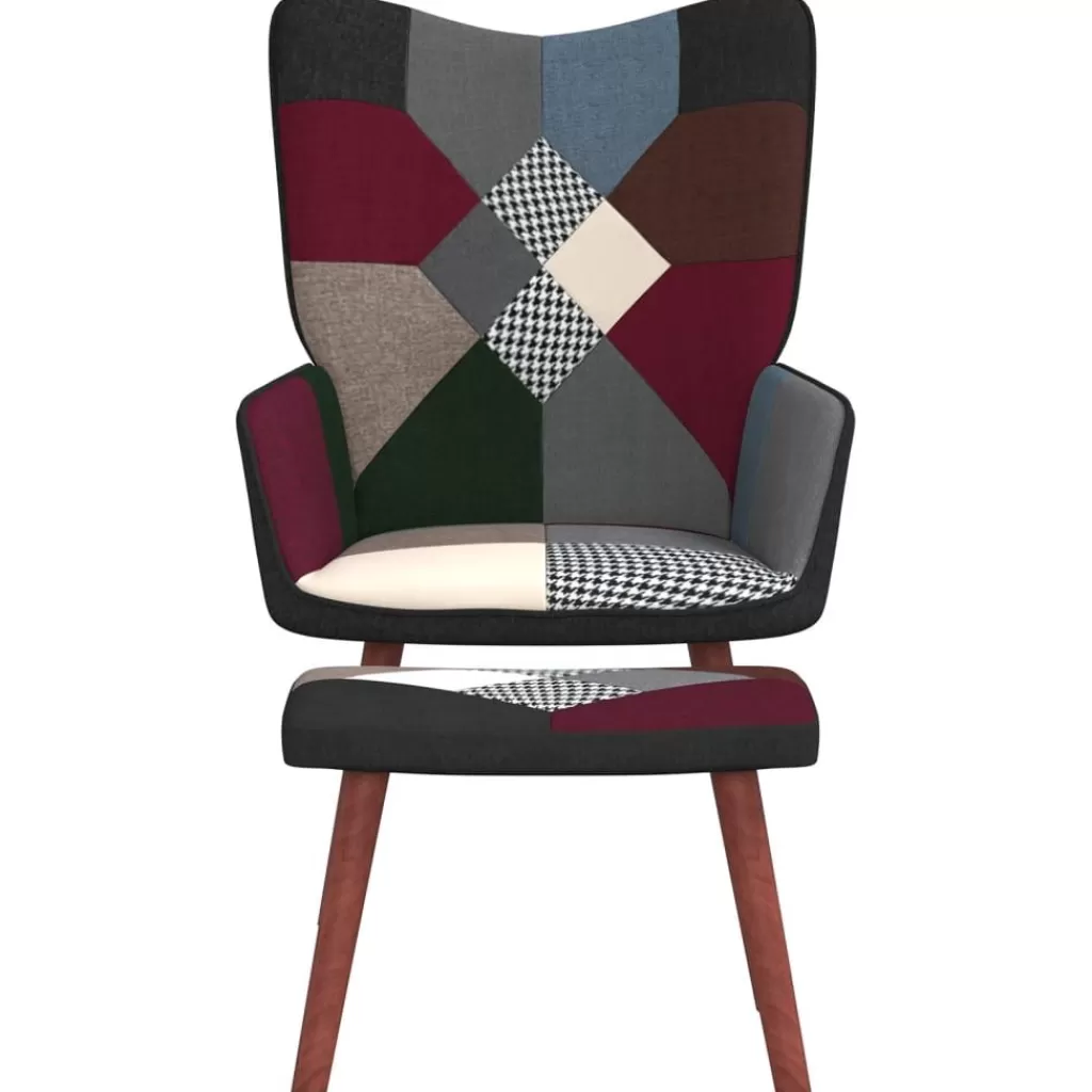 vidaXL Stoelen> Relaxstoel Met Voetenbank Patchwork Stof