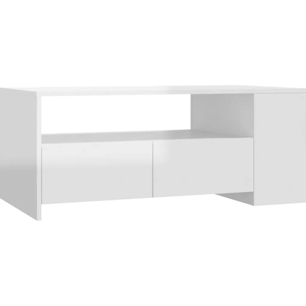 vidaXL Tafels> Salontafel 102X55X42 Cm Bewerkt Hout Hoogglans Wit