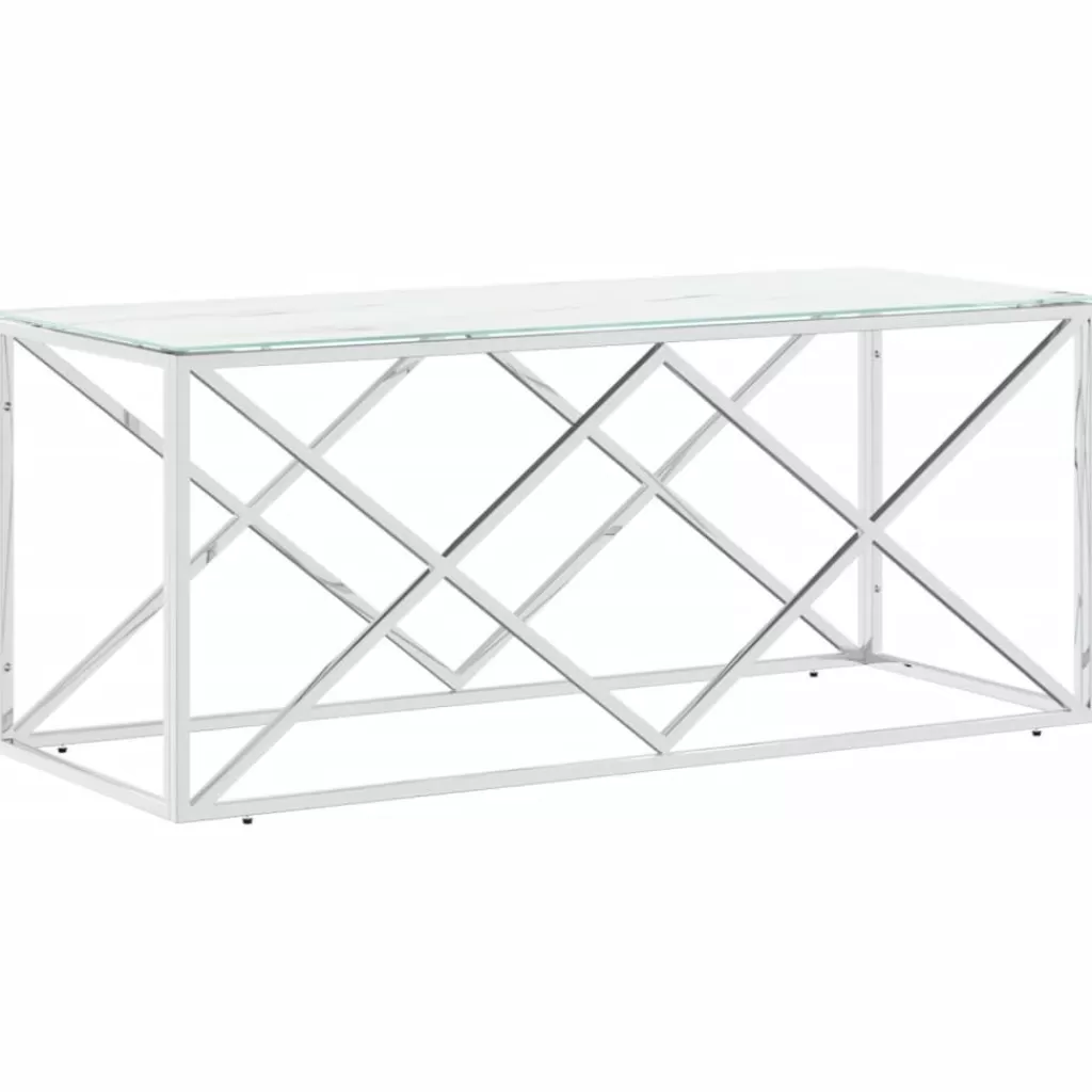 vidaXL Tafels> Salontafel 110X45X45 Cm Roestvrij Staal En Glas