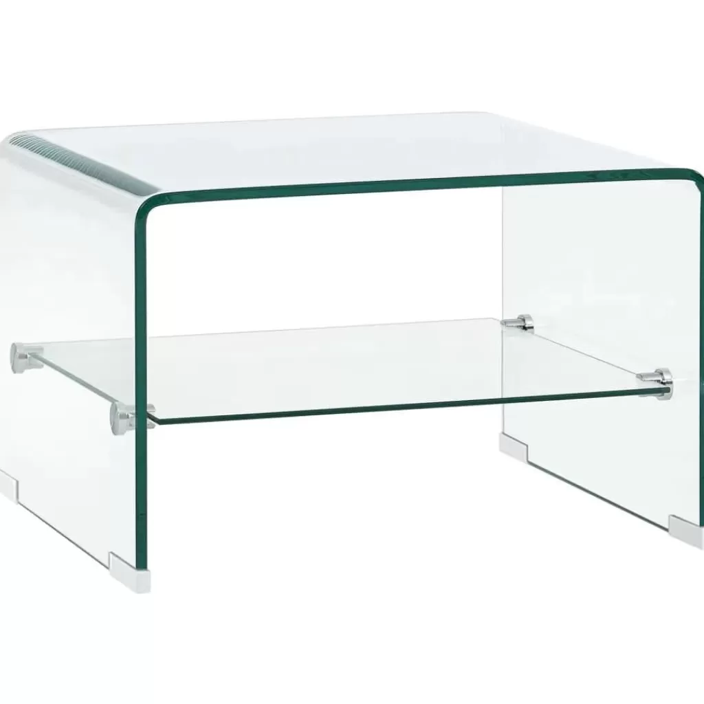 vidaXL Tafels> Salontafel 50X45X33 Cm Gehard Glas Transparant