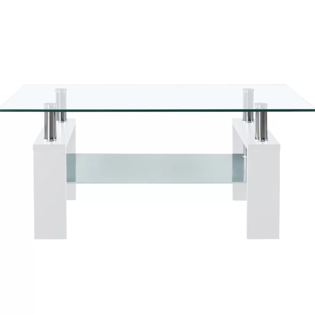 vidaXL Tafels> Salontafel 95X55X40 Cm Gehard Glas Transparant En Wit