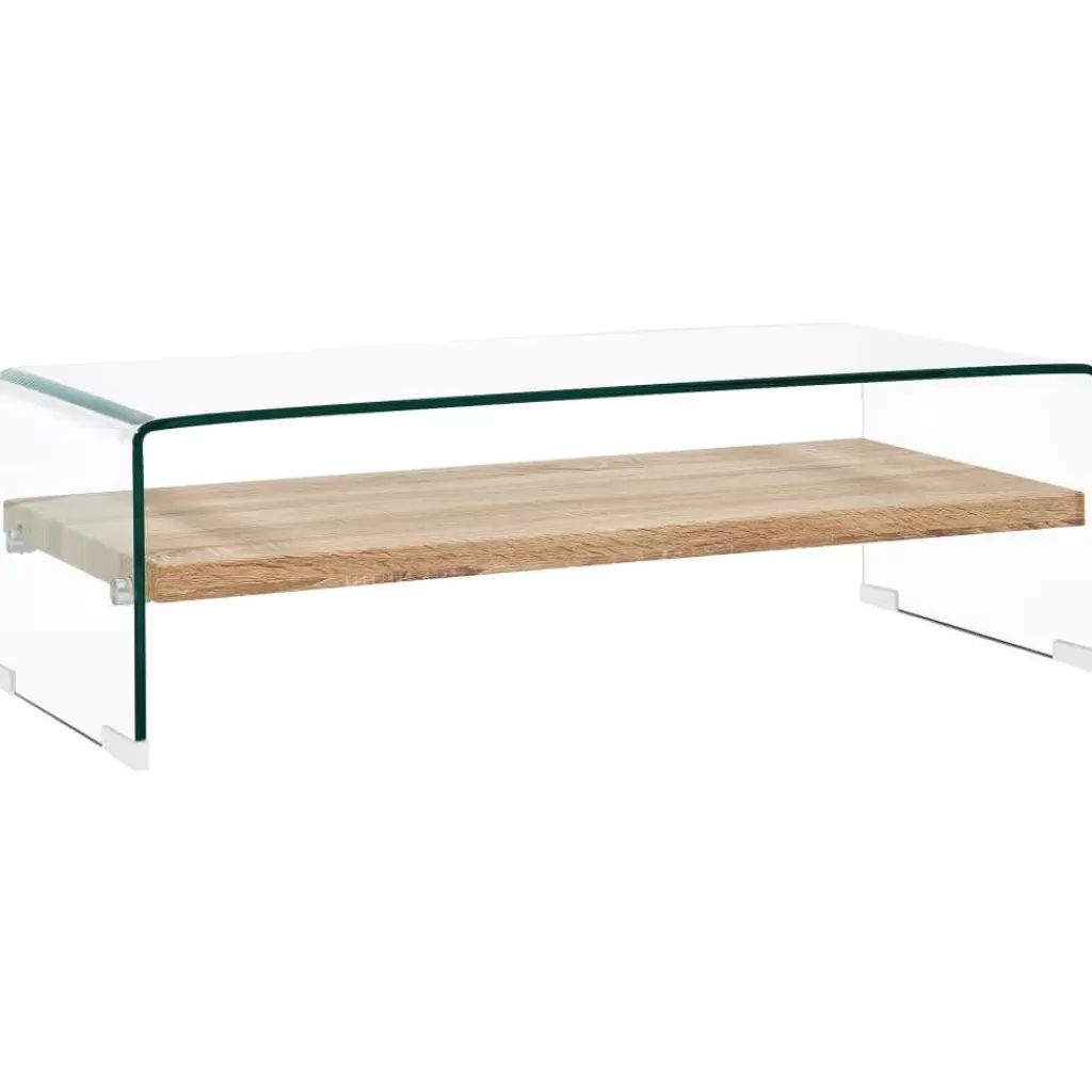 vidaXL Tafels> Salontafel 98X45X31 Cm Gehard Glas Transparant