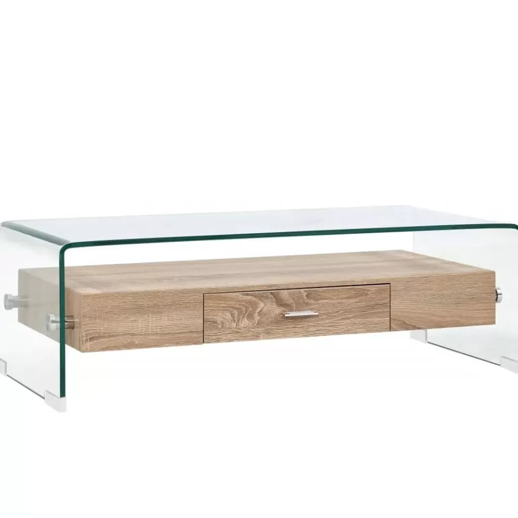 vidaXL Tafels> Salontafel 98X45X31 Cm Gehard Glas Transparant