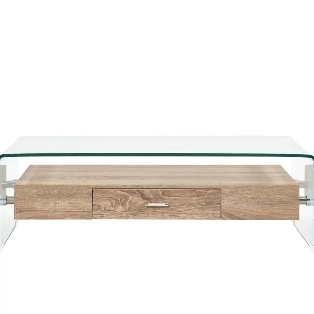 vidaXL Tafels> Salontafel 98X45X31 Cm Gehard Glas Transparant