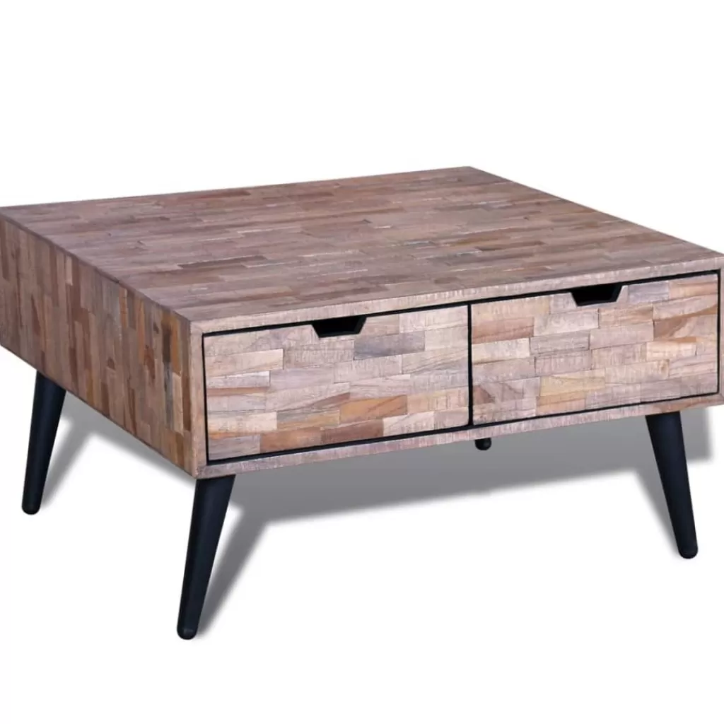 vidaXL Tafels> Salontafel Met 4 Lades Gerecycled Teakhout