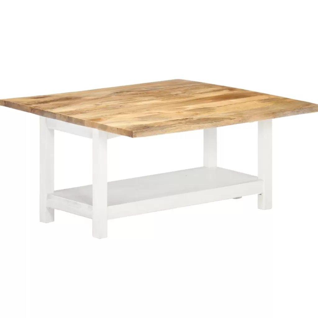 vidaXL Tafels> Salontafel Verlengbaar 90X(45-90)X45 Cm Massief Mangohout Wit