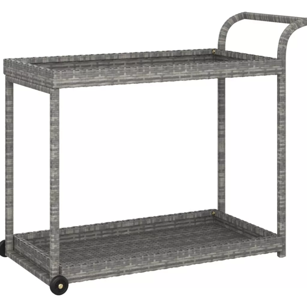 vidaXL Trolleys> Serveerwagen 100X45X83 Cm Poly Rattan Grijs