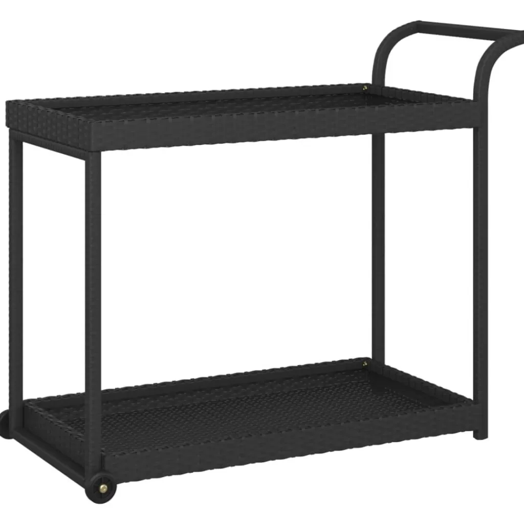 vidaXL Trolleys> Serveerwagen 100X45X83 Cm Poly Rattan Zwart