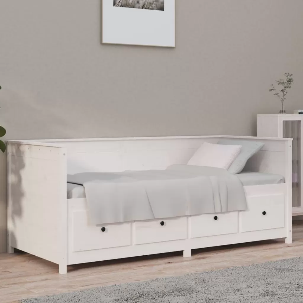 vidaXL Bedden & Accessoires> Slaapbank 75X190 Cm Massief Grenenhout Wit