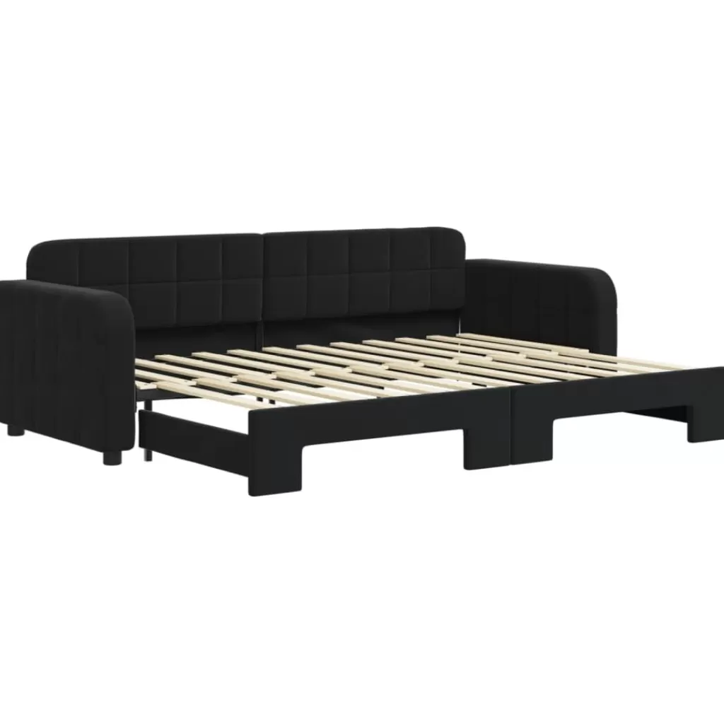 vidaXL Bedden & Accessoires> Slaapbank Met Onderschuifbed 80X200 Cm Fluweel Zwart