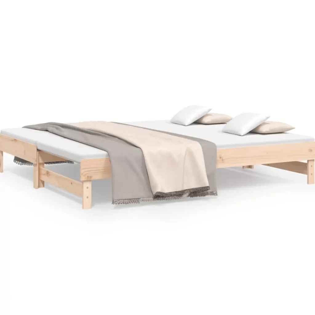 vidaXL Bedden & Accessoires> Slaapbank Uitschuifbaar Massief Grenenhout 2X(100X200) Cm