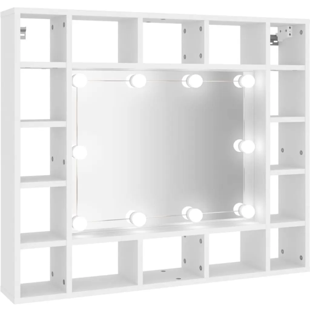 vidaXL Kasten & Opbergmeubelen> Spiegelkast Met Led-Verlichting 91X15X76,5 Cm Wit