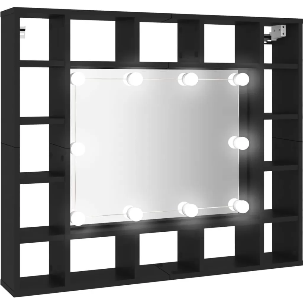 vidaXL Kasten & Opbergmeubelen> Spiegelkast Met Led-Verlichting 91X15X76,5 Cm Zwart