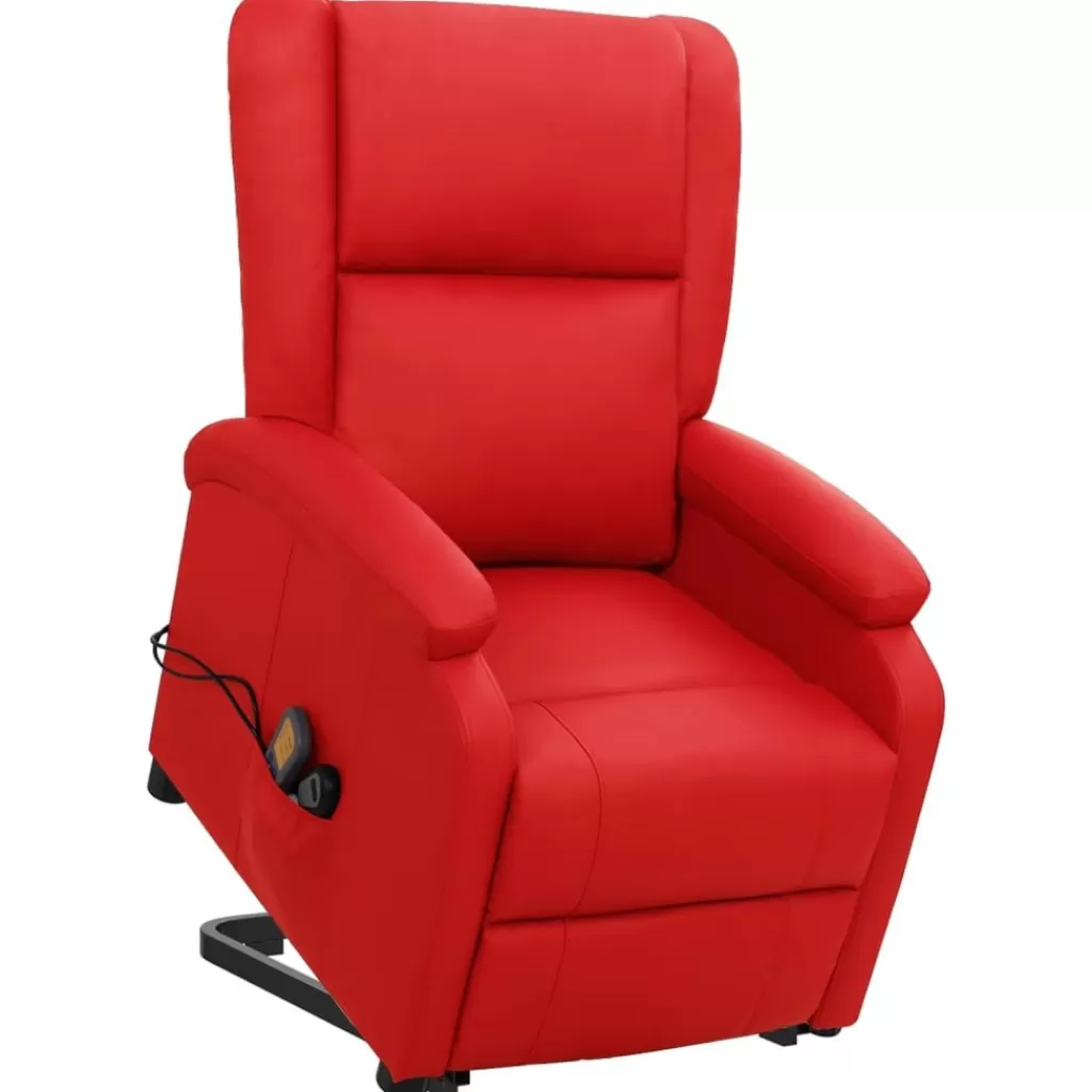 vidaXL Stoelen> Sta-Op-Massagestoel Kunstleer Rood