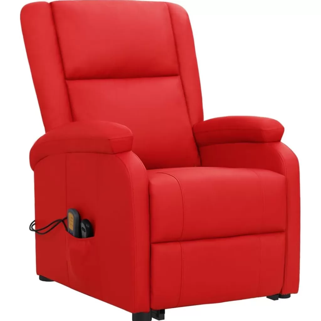 vidaXL Stoelen> Sta-Op-Massagestoel Kunstleer Rood