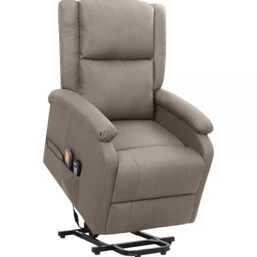 vidaXL Stoelen> Sta-Op-Massagestoel Stof Taupe