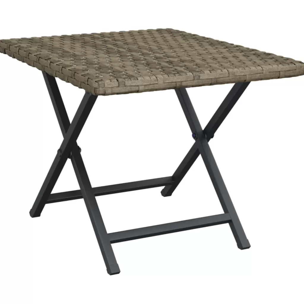 vidaXL Tuinmeubelen> Tafel Inklapbaar 45X35X32 Cm Poly Rattan Grijs