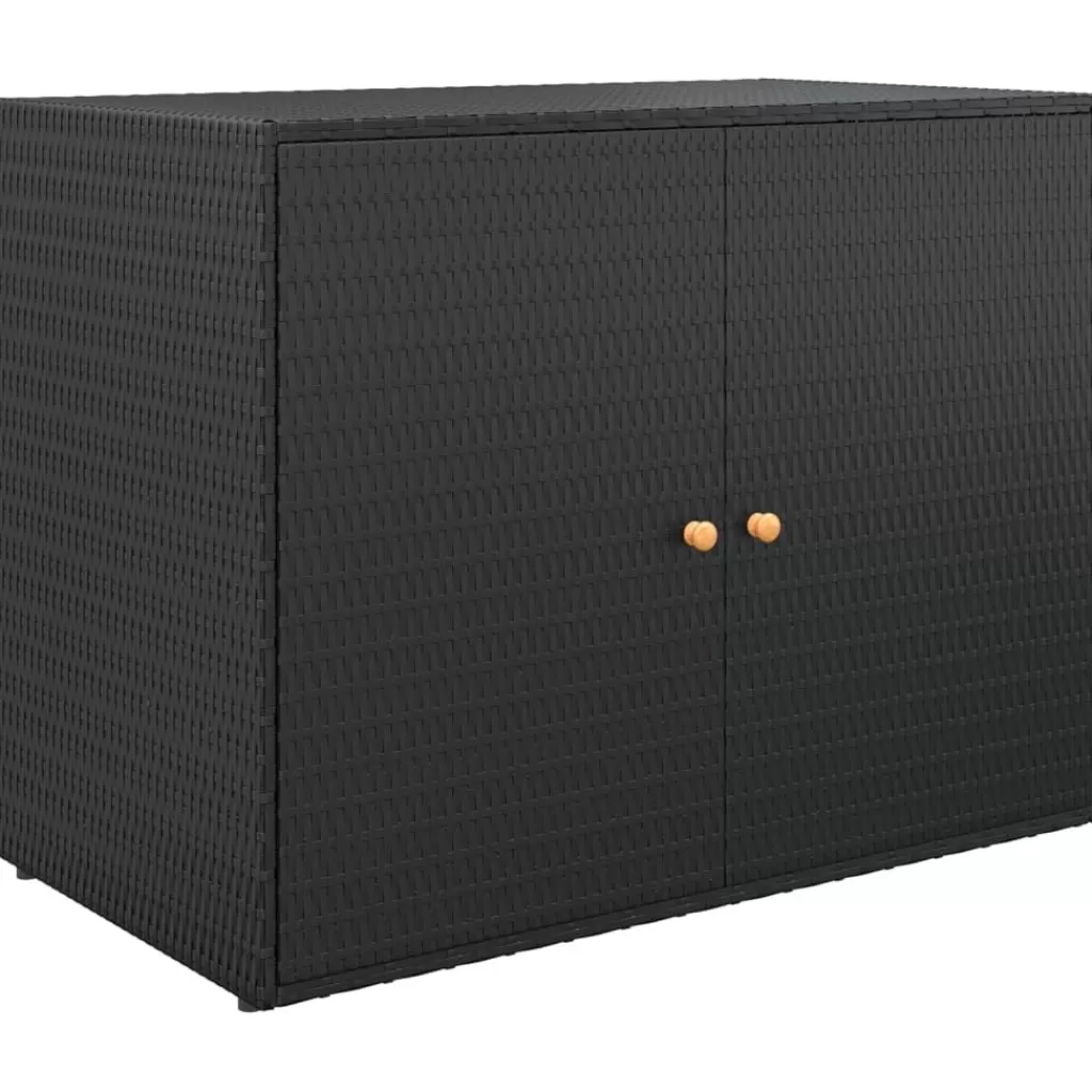 vidaXL Kasten & Opbergmeubelen> Tuinkast 100X55,5X80 Cm Poly Rattan Zwart