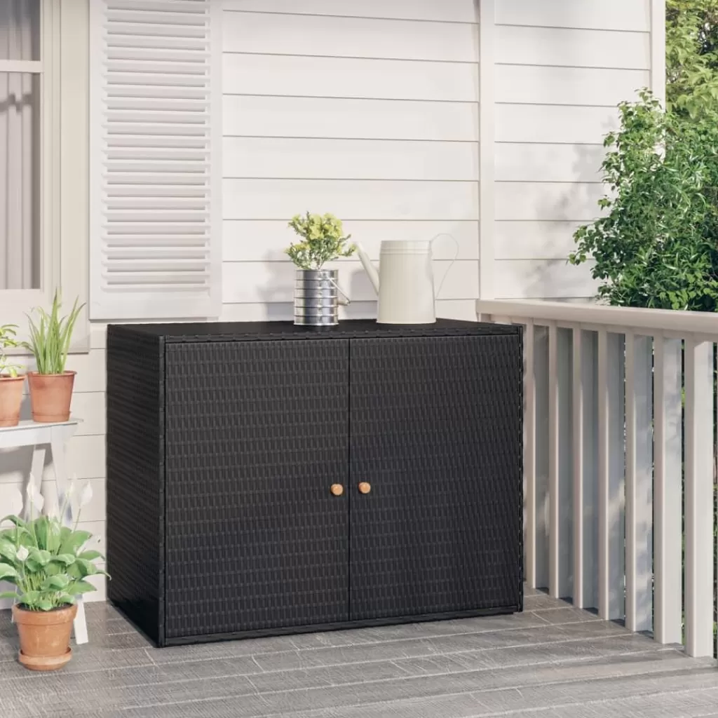 vidaXL Kasten & Opbergmeubelen> Tuinkast 100X55,5X80 Cm Poly Rattan Zwart