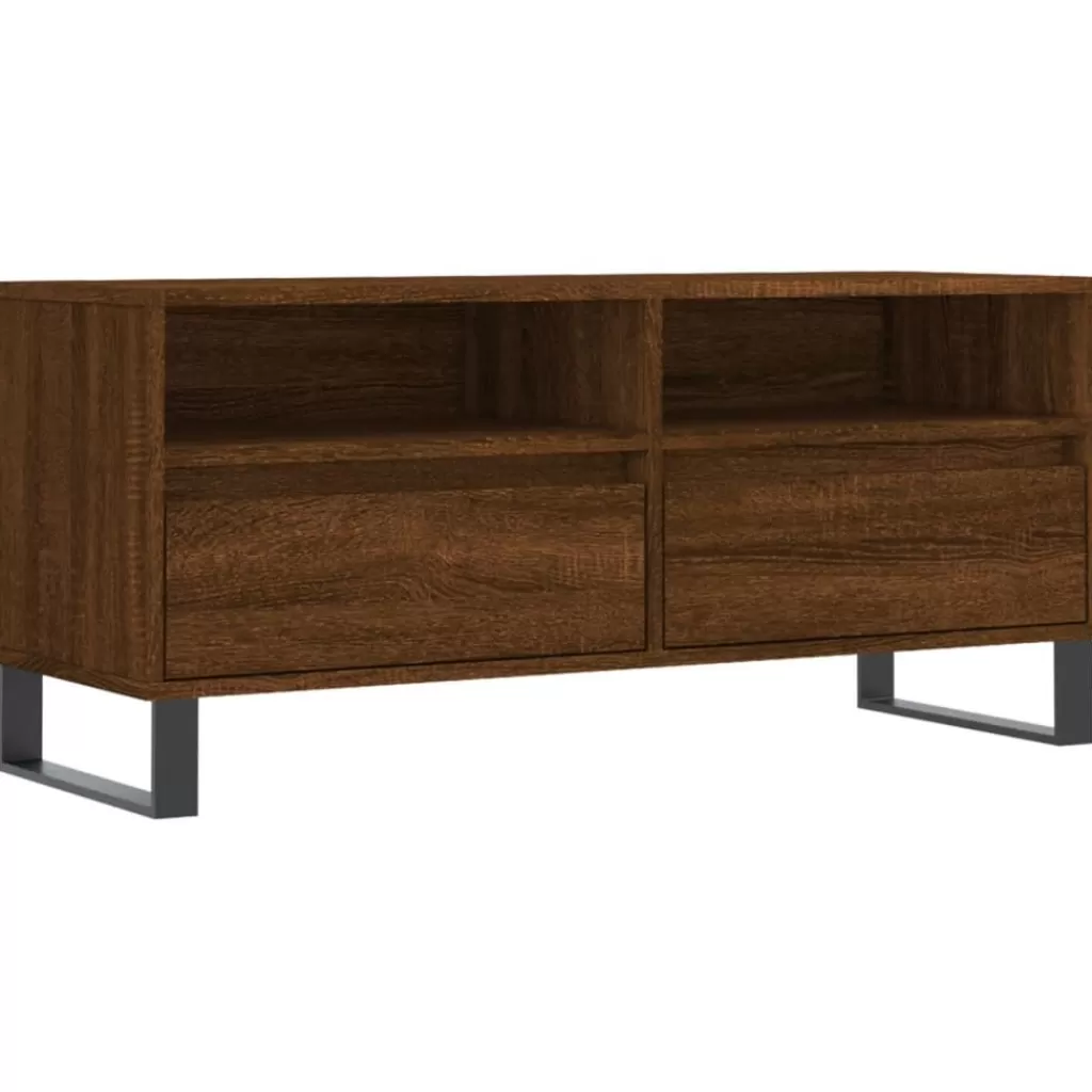 vidaXL Tv-Meubels> Tv-Meubel 100X34,5X44,5 Cm Bewerkt Hout Bruin Eikenkleur