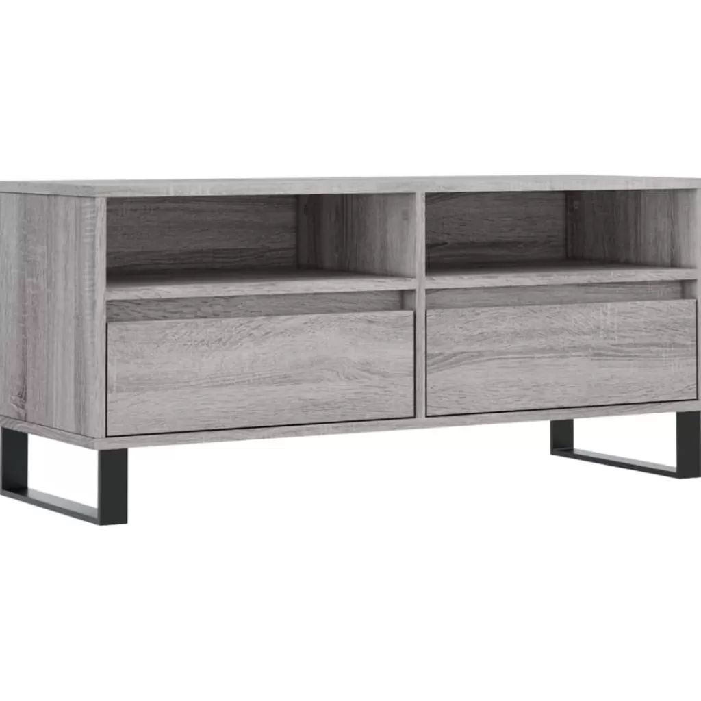 vidaXL Tv-Meubels> Tv-Meubel 100X34,5X44,5 Cm Bewerkt Hout Grijs Sonoma Eikenkleur