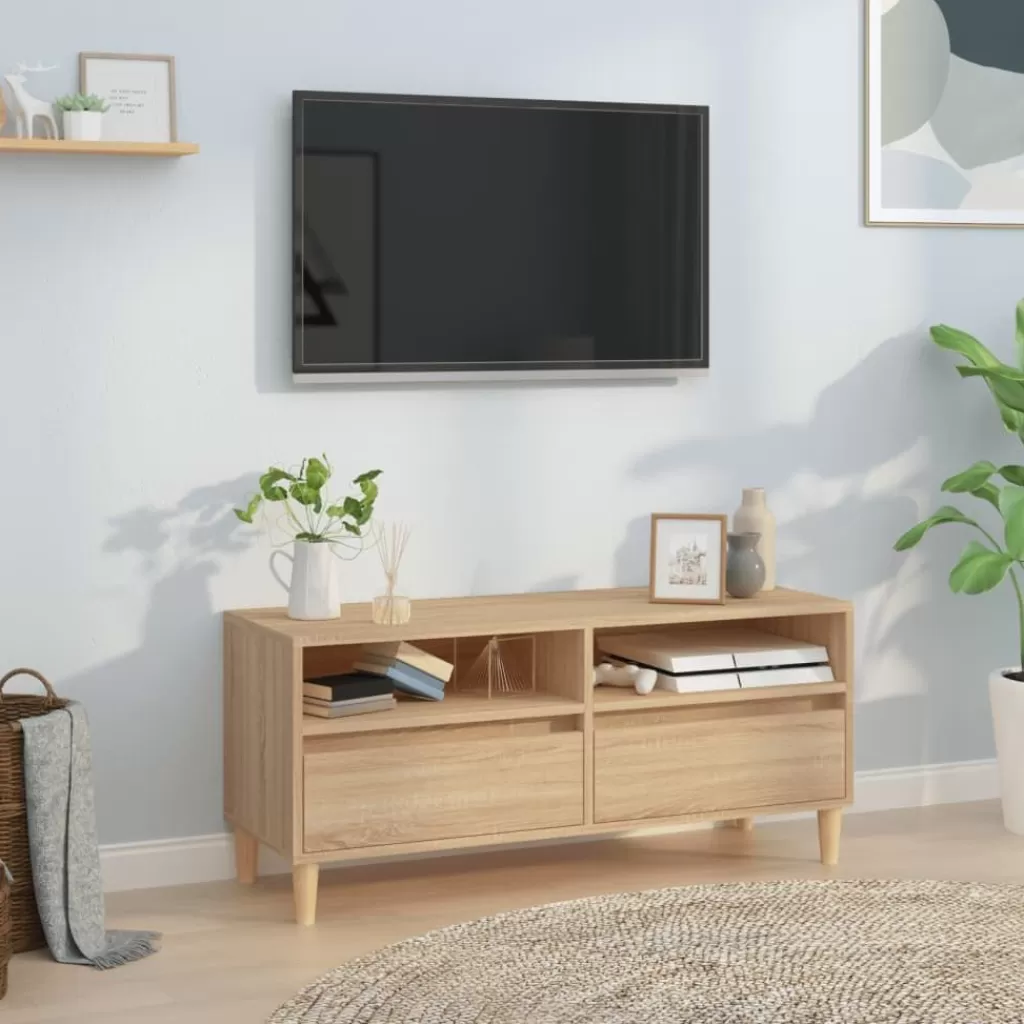 vidaXL Tv-Meubels> Tv-Meubel 100X34,5X44,5 Cm Bewerkt Hout Sonoma Eikenkleurig