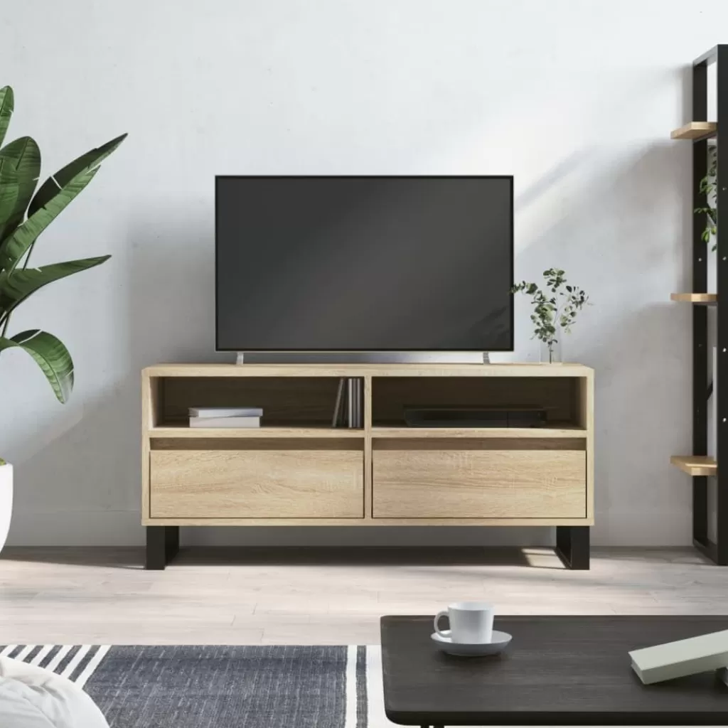 vidaXL Tv-Meubels> Tv-Meubel 100X34,5X44,5 Cm Bewerkt Hout Sonoma Eikenkleurig