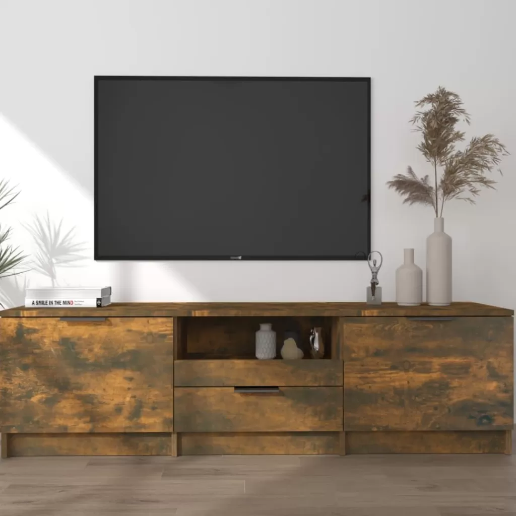 vidaXL Tv-Meubels> Tv-Meubel 140X35X40 Cm Bewerkt Hout Gerookt Eikenkleurig