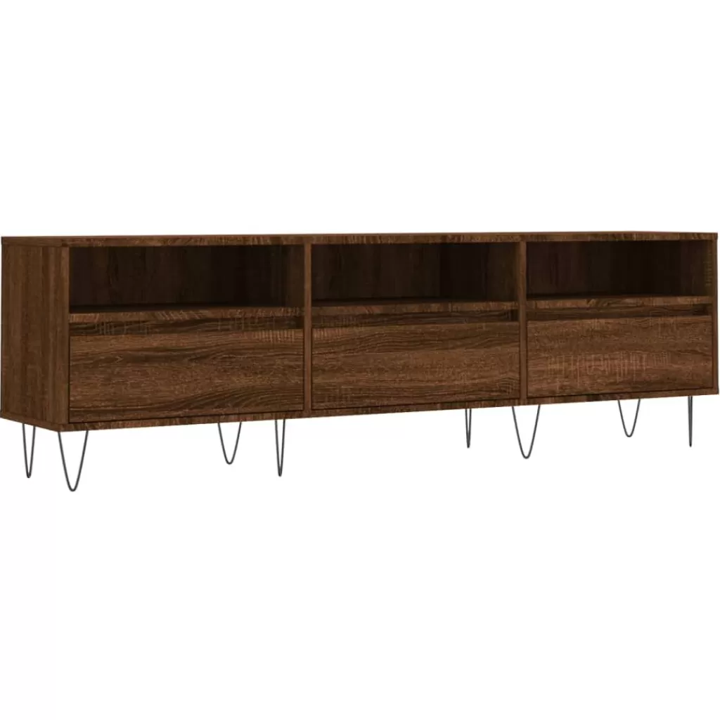 vidaXL Tv-Meubels> Tv-Meubel 150X30X44,5 Cm Bewerkt Hout Bruin Eikenkleur