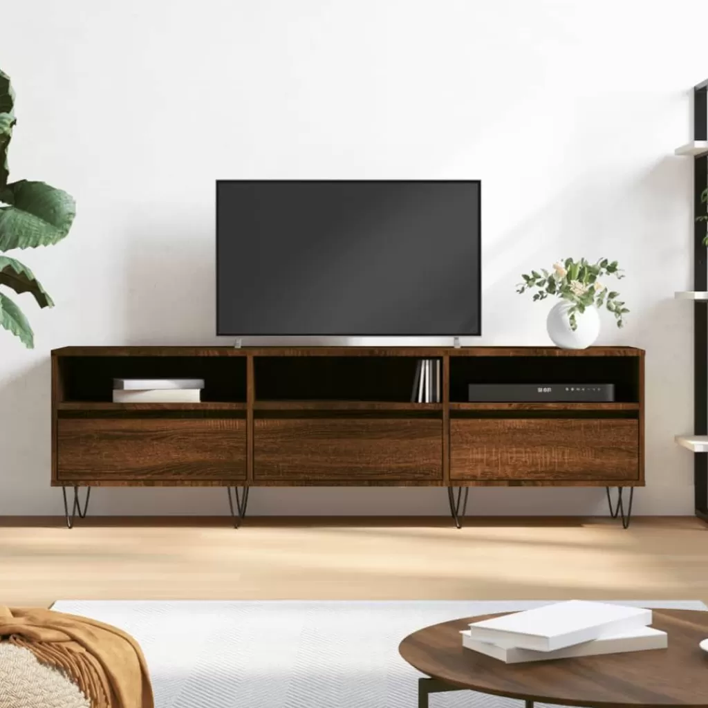 vidaXL Tv-Meubels> Tv-Meubel 150X30X44,5 Cm Bewerkt Hout Bruin Eikenkleur