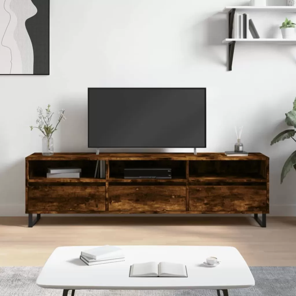 vidaXL Tv-Meubels> Tv-Meubel 150X30X44,5 Cm Bewerkt Hout Gerookt Eikenkleurig