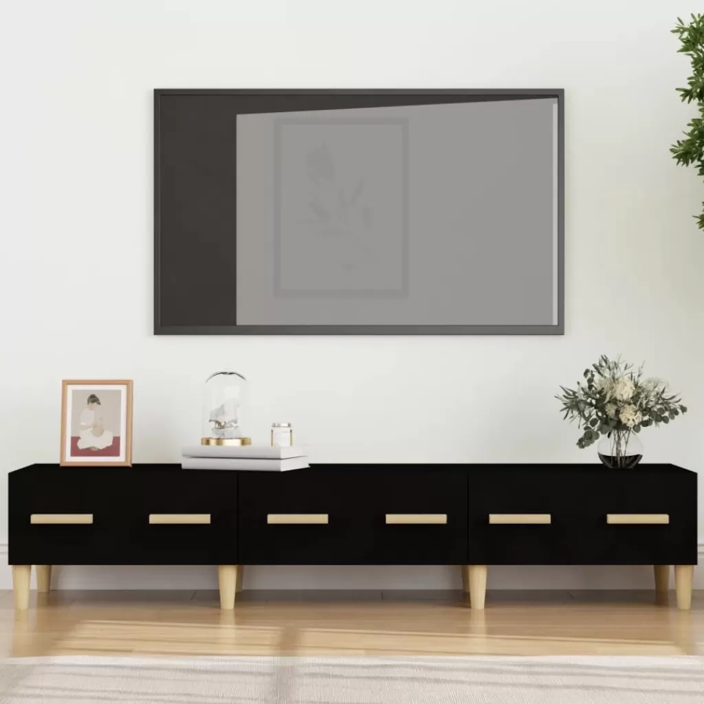 vidaXL Tv-Meubels> Tv-Meubel 150X34,5X30 Cm Bewerkt Hout Zwart