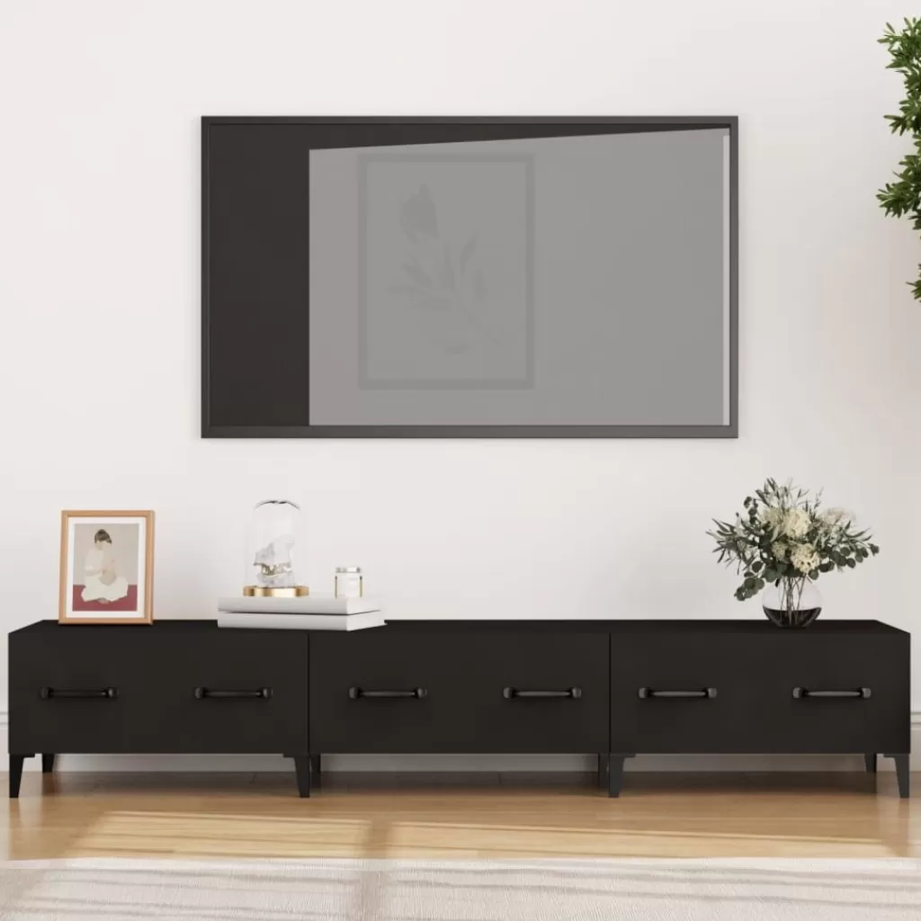 vidaXL Tv-Meubels> Tv-Meubel 150X34,5X30 Cm Bewerkt Hout Zwart