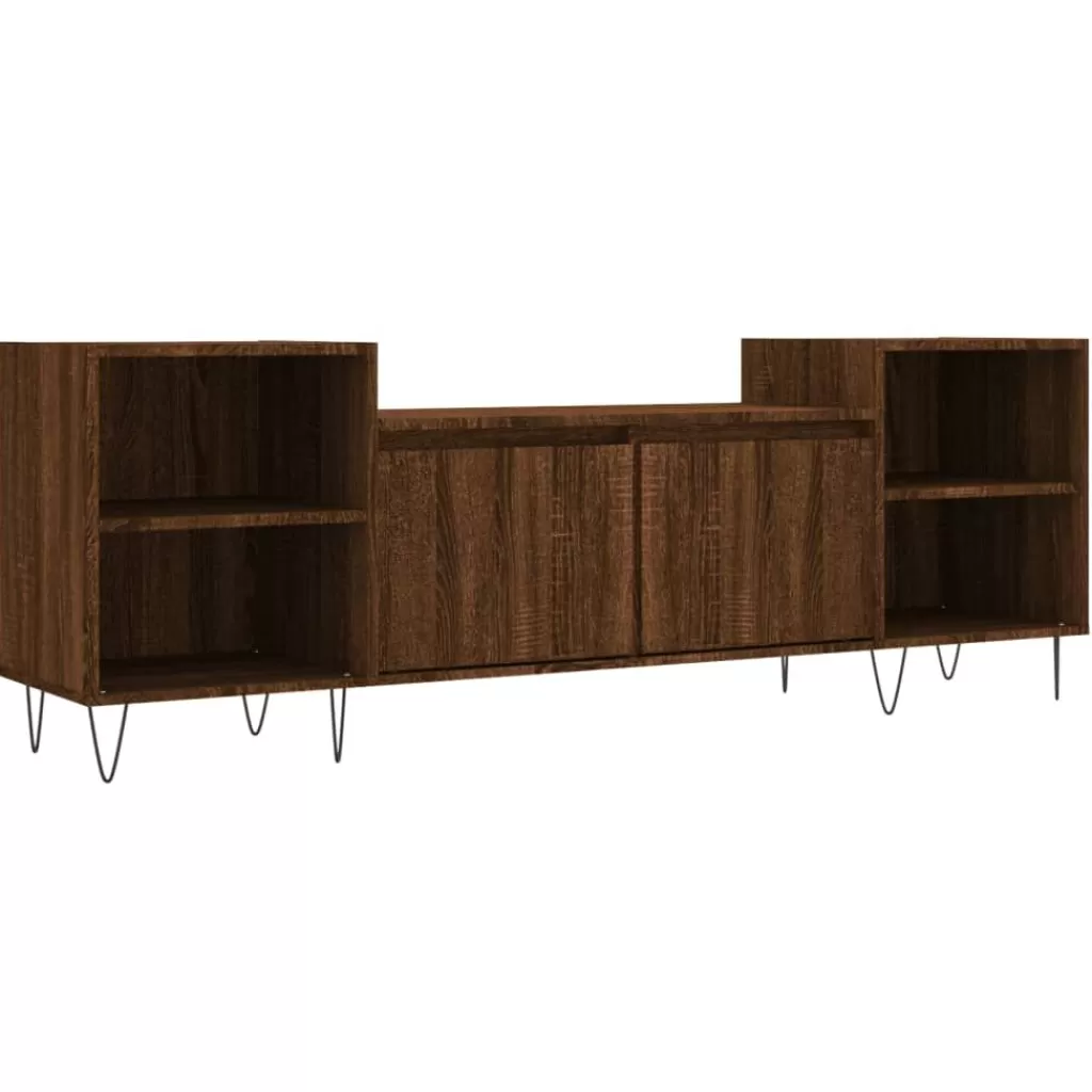 vidaXL Tv-Meubels> Tv-Meubel 160X35X55 Cm Bewerkt Hout Bruin Eikenkleur