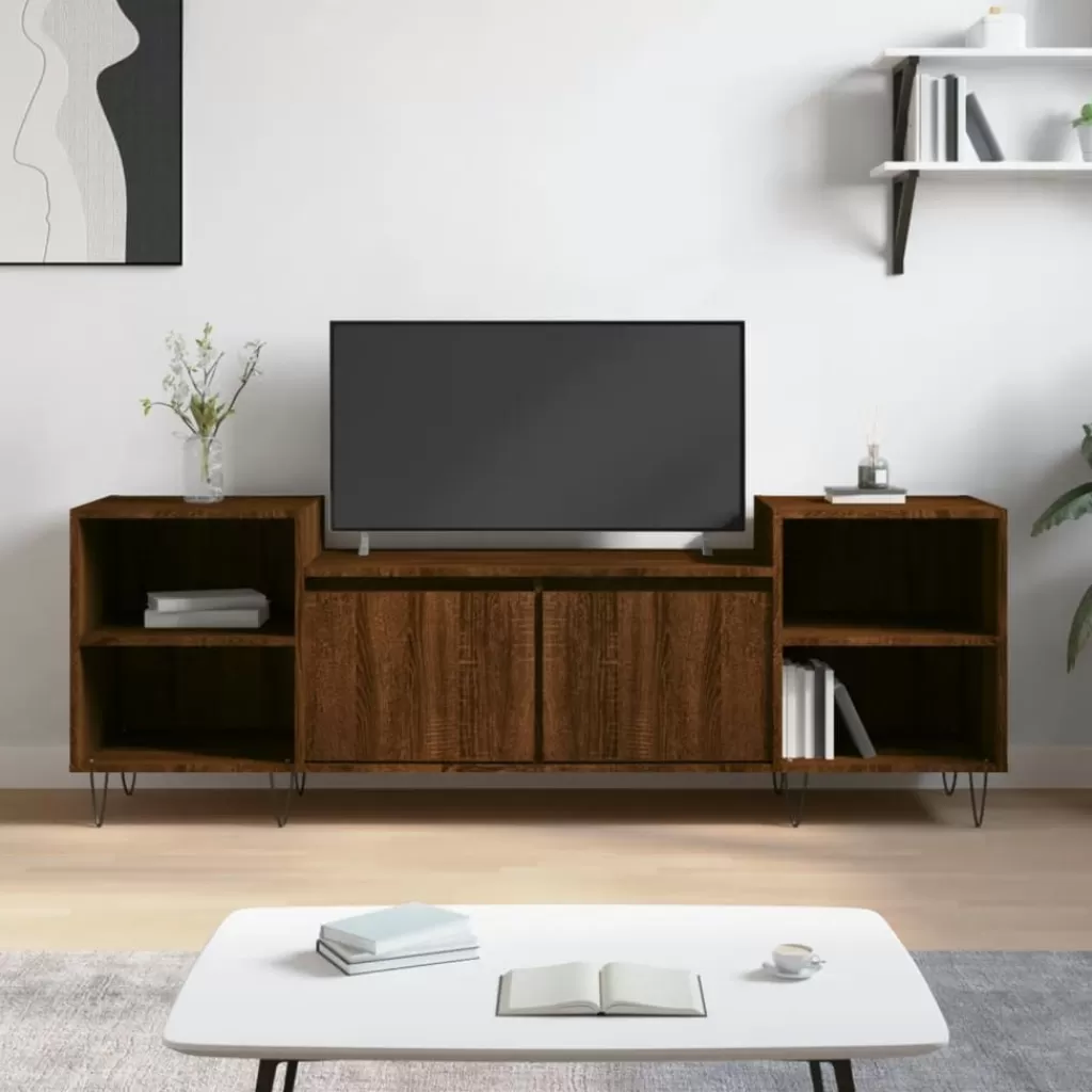 vidaXL Tv-Meubels> Tv-Meubel 160X35X55 Cm Bewerkt Hout Bruin Eikenkleur