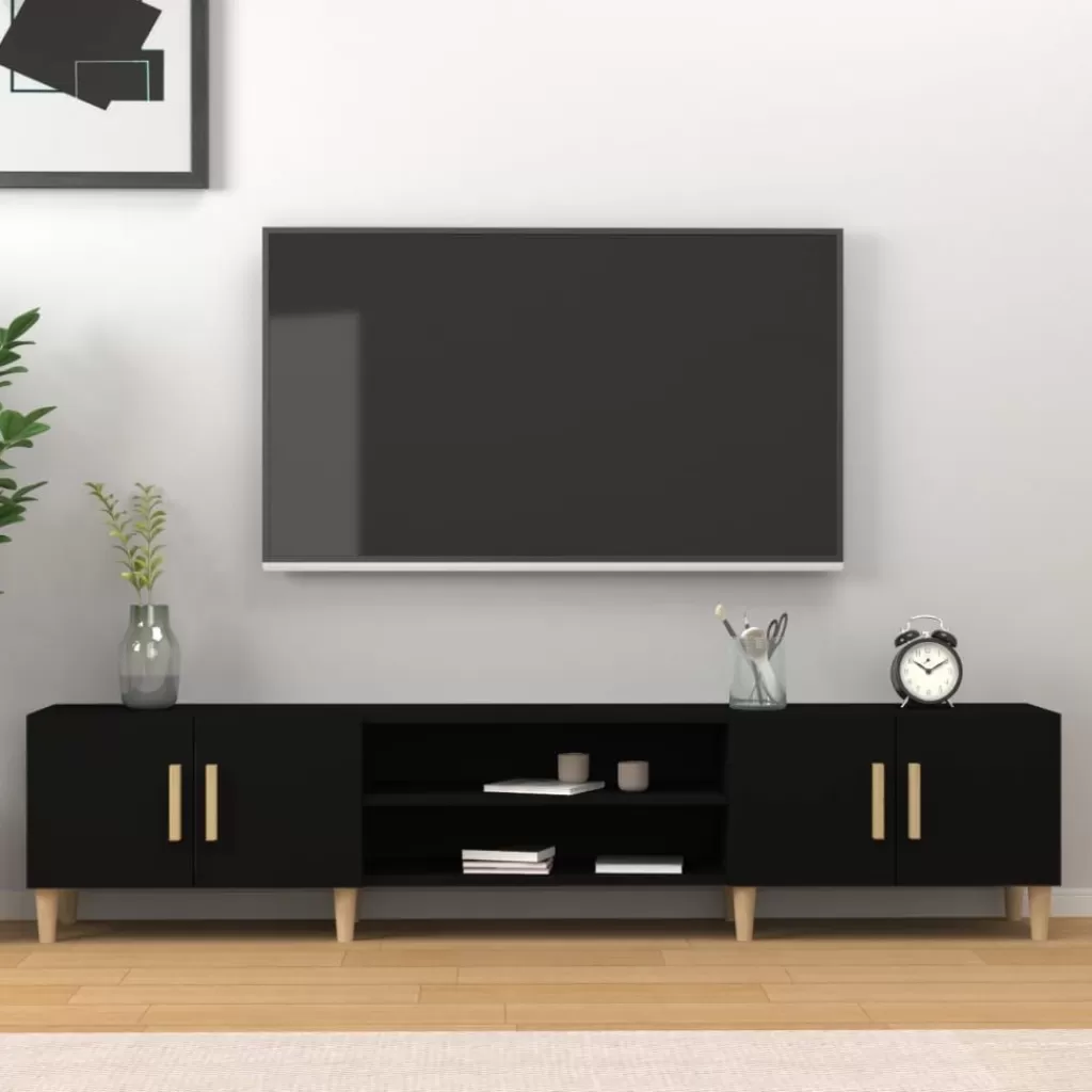 vidaXL Tv-Meubels> Tv-Meubel 180X31,5X40 Cm Bewerkt Hout Zwart