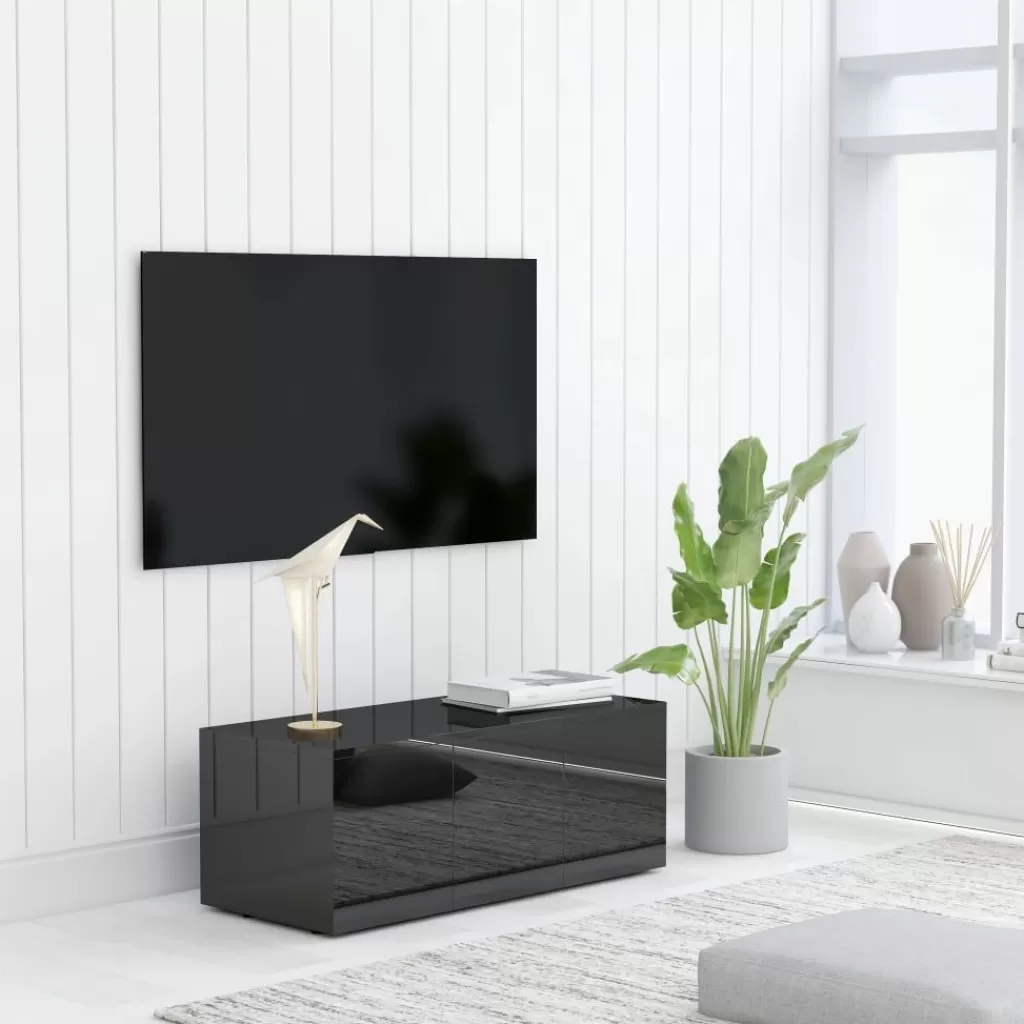 vidaXL Tv-Meubels> Tv-Meubel 80X34X30 Cm Spaanplaat Hoogglans Zwart