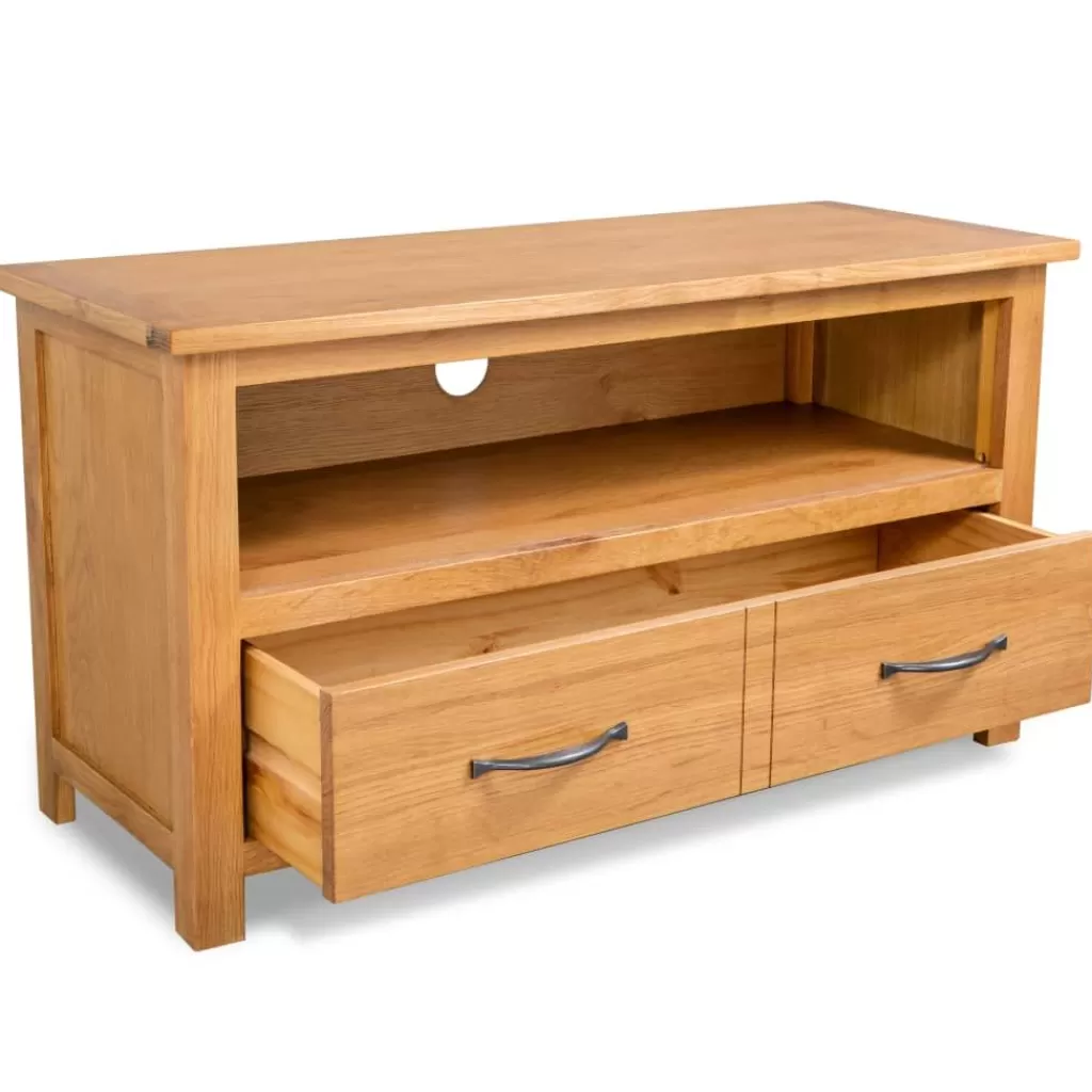 vidaXL Tv-Meubels> Tv-Meubel 90X35X48 Cm Massief Eikenhout