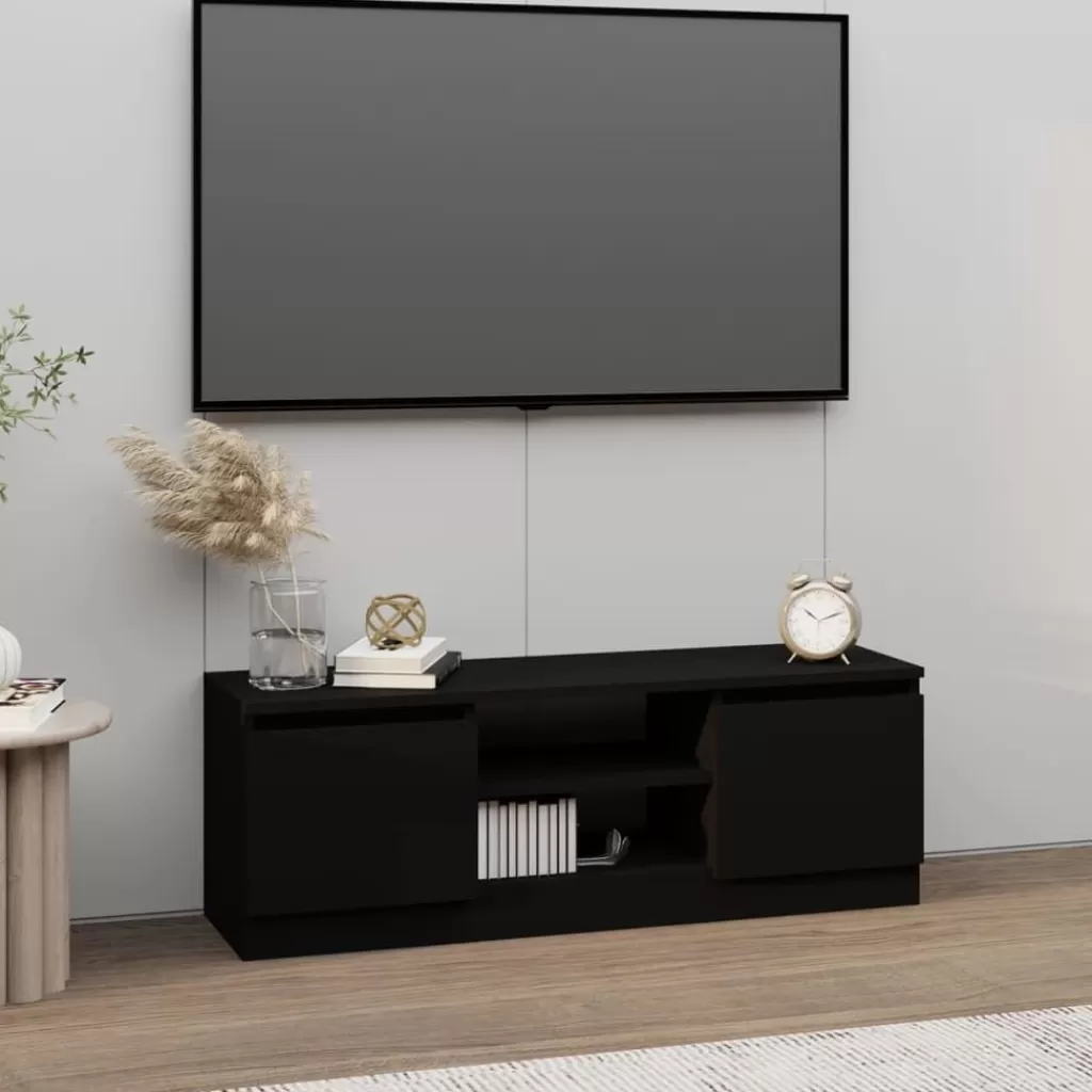 vidaXL Tv-Meubels> Tv-Meubel Met Deur 102X30X36 Cm Zwart