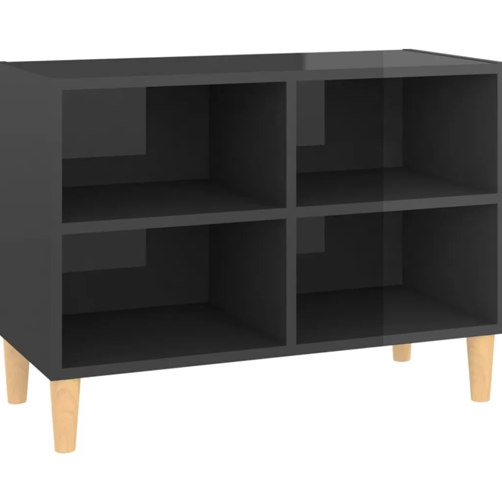 vidaXL Tv-Meubels> Tv-Meubel Met Houten Poten 69,5X30X50 Cm Hoogglans Grijs