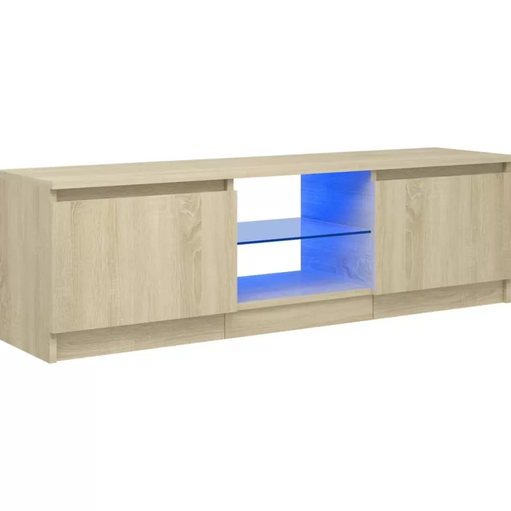 vidaXL Tv-Meubels> Tv-Meubel Met Led-Verlichting 120X30X35,5 Cm Sonoma Eikenkleur