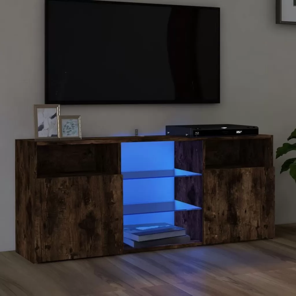 vidaXL Tv-Meubels> Tv-Meubel Met Led-Verlichting 120X30X50 Cm Gerookt Eikenkleurig