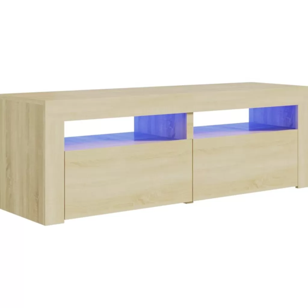 vidaXL Tv-Meubels> Tv-Meubel Met Led-Verlichting 120X35X40Cm Sonoma Eikenkleurig