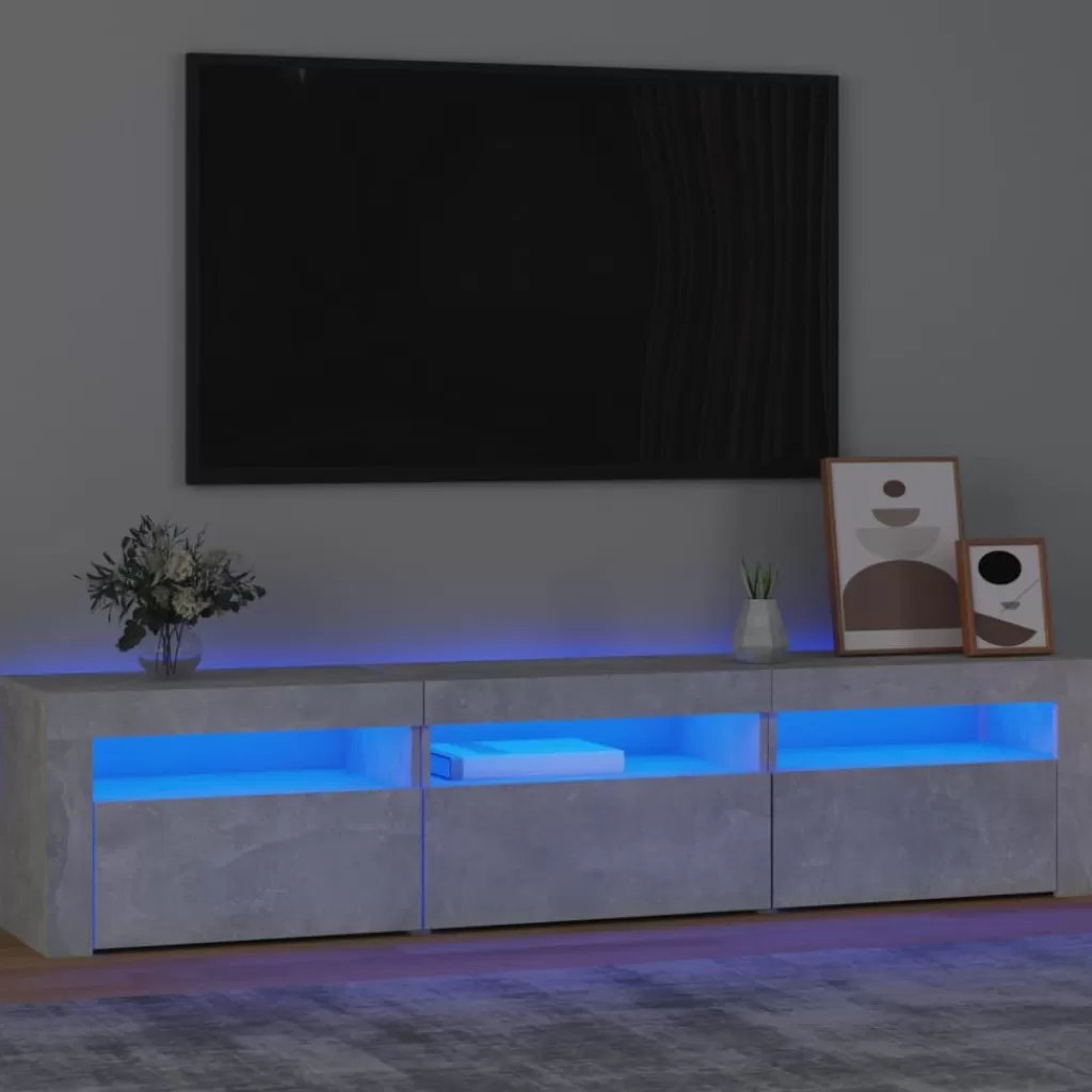 vidaXL Tv-Meubels> Tv-Meubel Met Led-Verlichting 180X35X40 Cm Betongrijs