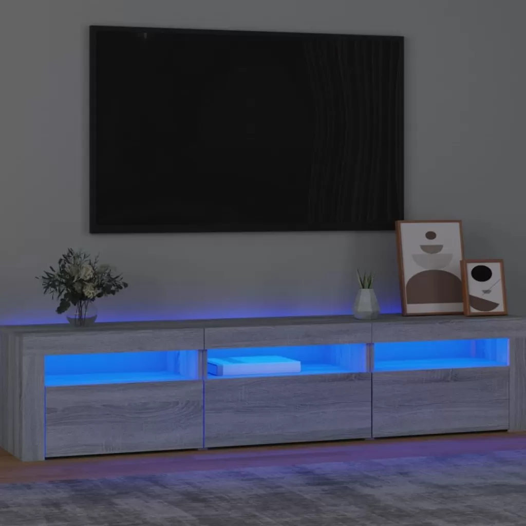 vidaXL Tv-Meubels> Tv-Meubel Met Led-Verlichting 180X35X40 Cm Grijs Sonoma Eiken