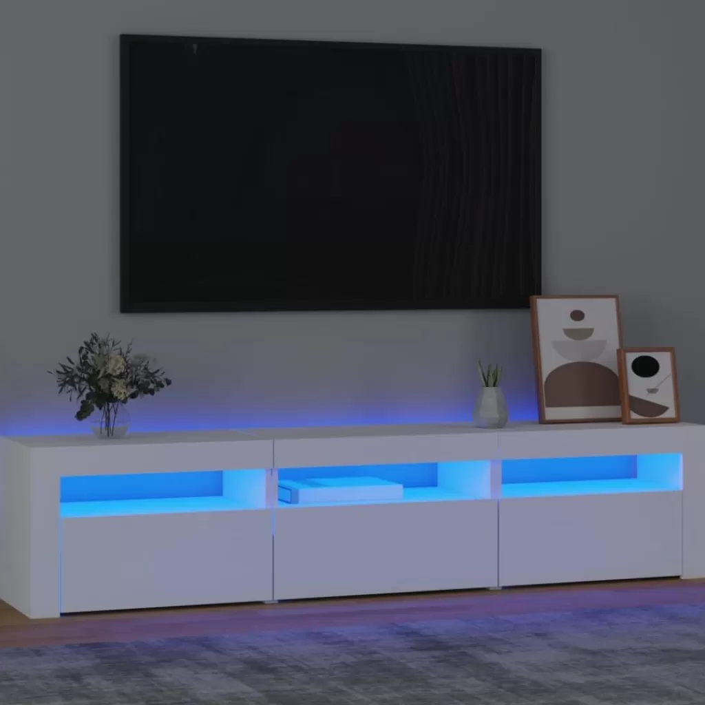 vidaXL Tv-Meubels> Tv-Meubel Met Led-Verlichting 180X35X40 Cm Wit