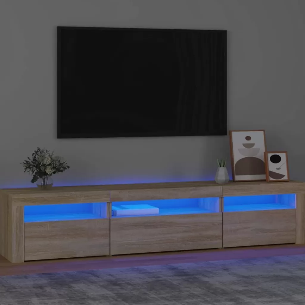 vidaXL Tv-Meubels> Tv-Meubel Met Led-Verlichting 195X35X40 Cm Sonoma Eikenkleurig