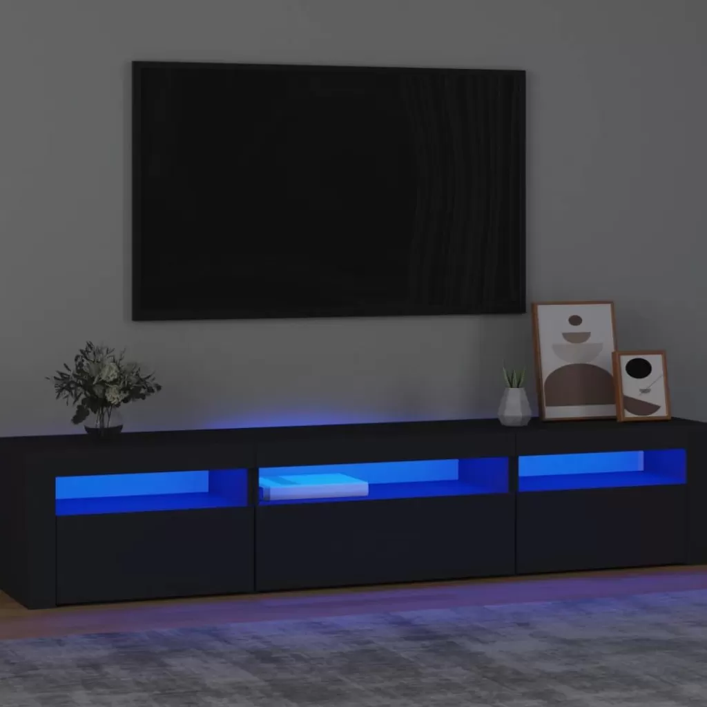 vidaXL Tv-Meubels> Tv-Meubel Met Led-Verlichting 195X35X40 Cm Zwart