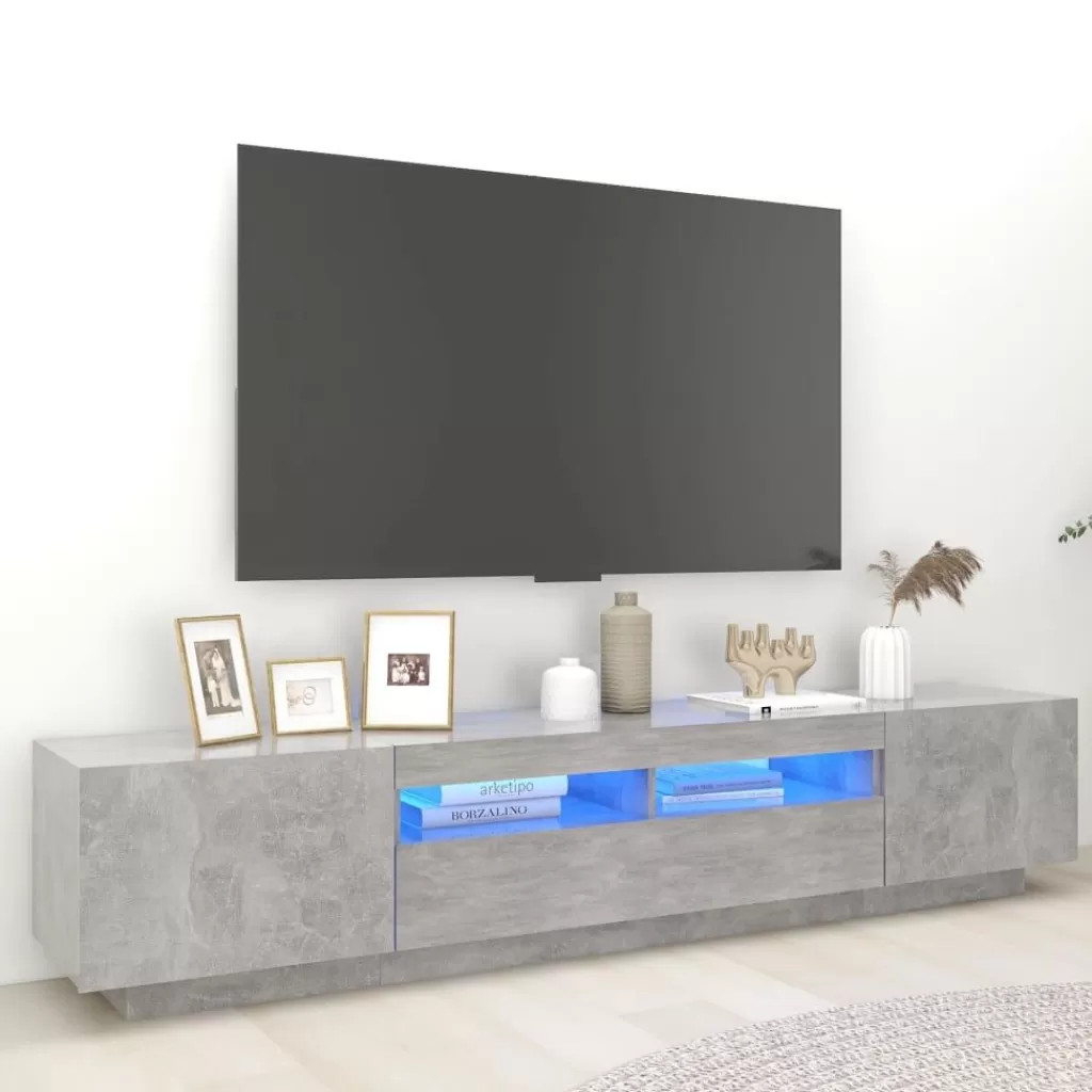 vidaXL Tv-Meubels> Tv-Meubel Met Led-Verlichting 200X35X40 Cm Betongrijs